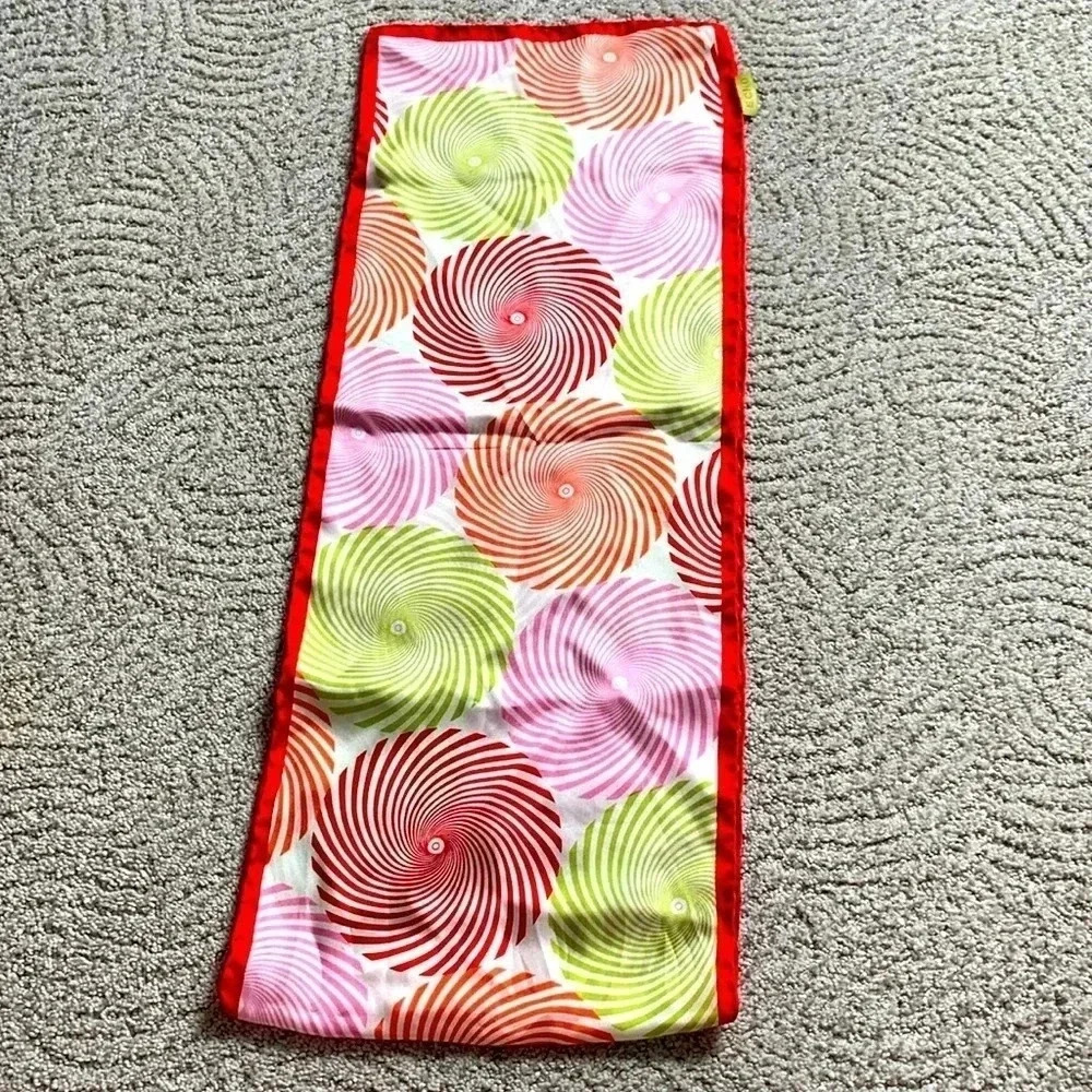 Echo silk scarf, swirling candies print
